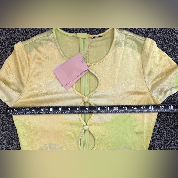 Alexis Serena Dress Lime Waves Cut out Maxi dress S XS jacquard long sleeve - Picture 8 of 14